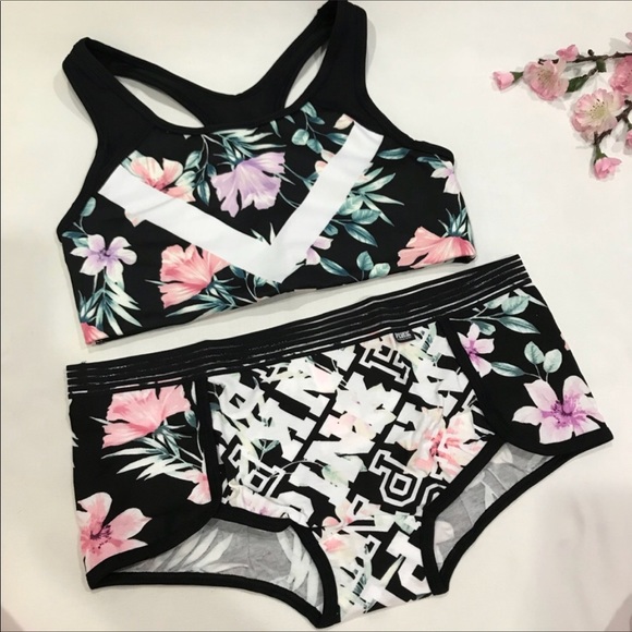 PINK Victoria's Secret Other - VS PINK floral Ultimate sport bra & boyshort M set